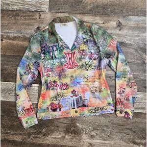 Cactus Fairycore Floral Cafe Print Jacket Size Small Fairy Cottagecore Statement